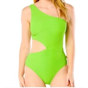 NWT MICHAEL Michael Kors Women’s One Piece Cut Out Swimsuit‎ Lime Green